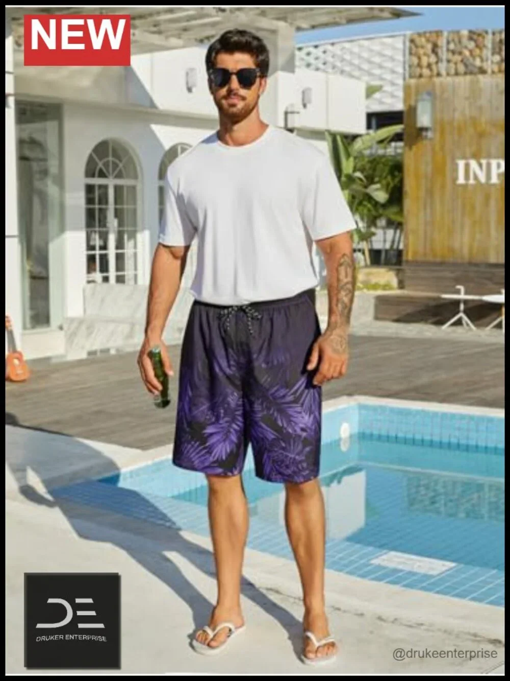 Men's Quick Dry Swim Trunks Board Shorts with Mesh Lining and Pockets Hawaiian